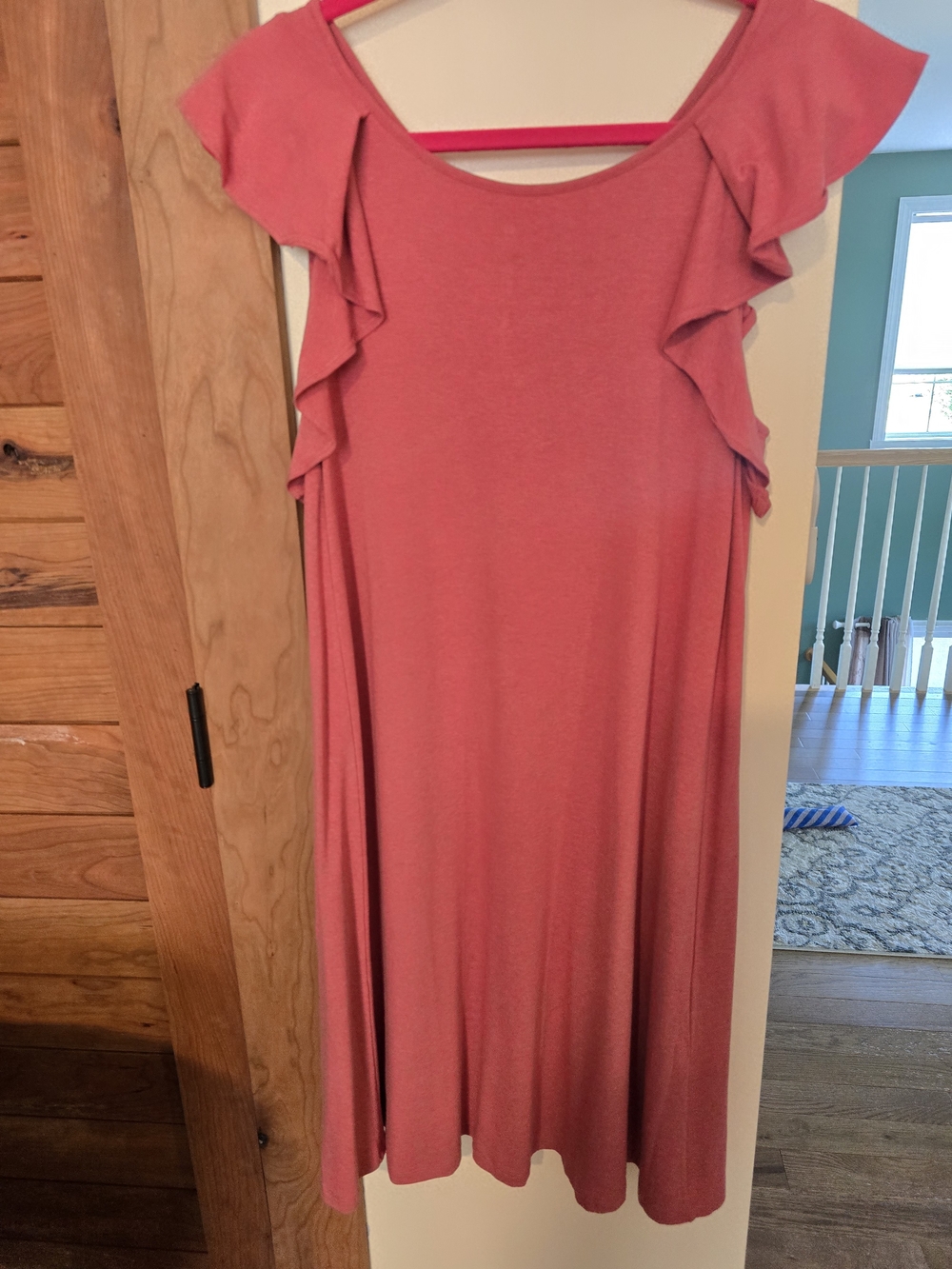 LOFT Coral Pink Maxi Dress with Flutter Sleeves